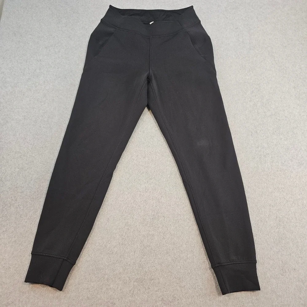 Lululemon Black Tapered Athletic Joggers Ribbed Cuff Yoga Training Pants